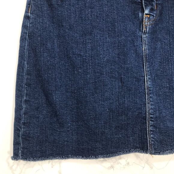 J. Crew Mercantile Blue Medium Wash Raw Hem Denim Mini Skirt - Picture 5 of 14